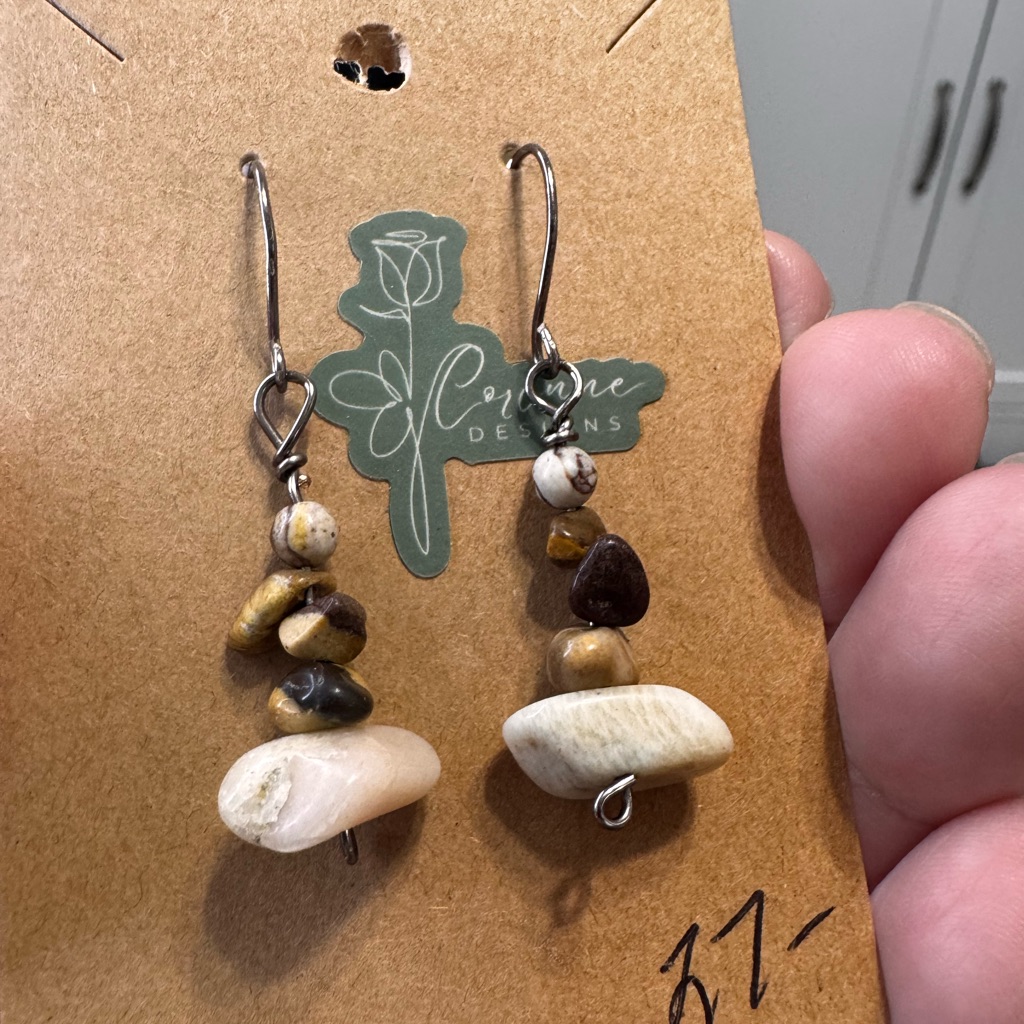 Cream And Brown Artisan Earrings With Minimalist Design 27$